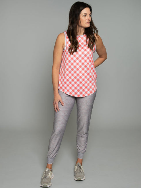 The Tie Back Tank - Gingham / Grey